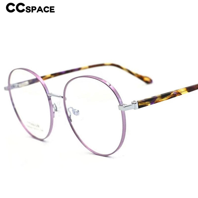 CCSpace Unisex Full Rim Round Titanium Alloy Acetate Eyeglasses 56090 Full Rim CCspace   