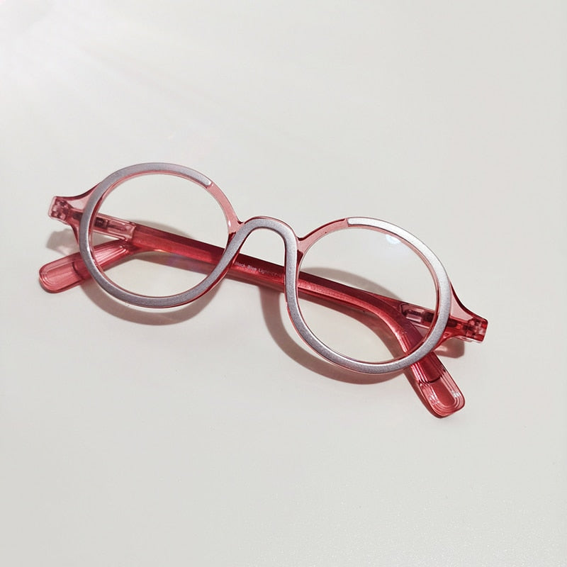 CCspace Women's Full Rim Round Acetate Hyperopic Reading Glasses 55299 Reading Glasses CCspace +100 PinkGray 