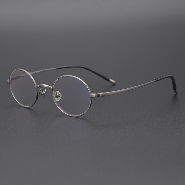 Cubojue Unisex Full Rim Small Round Titanium Hyperopic Reading Glasses Reading Glasses Cubojue no function lens 0 grey 