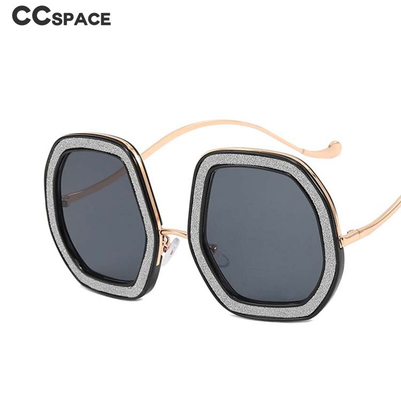 CCSpace Women's Full Rim Large Irregular Round Acetate Frame Sunglasses 54616 Sunglasses CCspace Sunglasses   