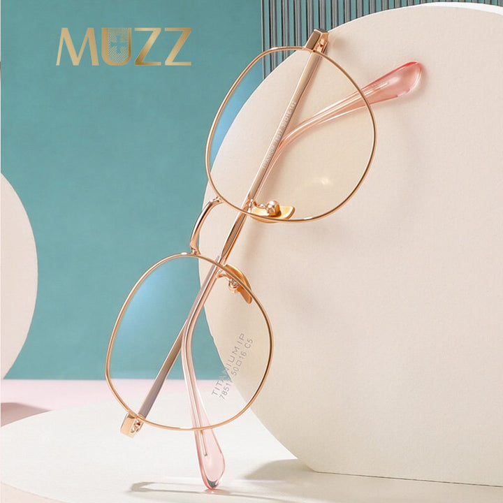 Muzz Unisex Full Rim Oversized Round Titanium Frame Eyeglasses 78517 Full Rim Muzz   