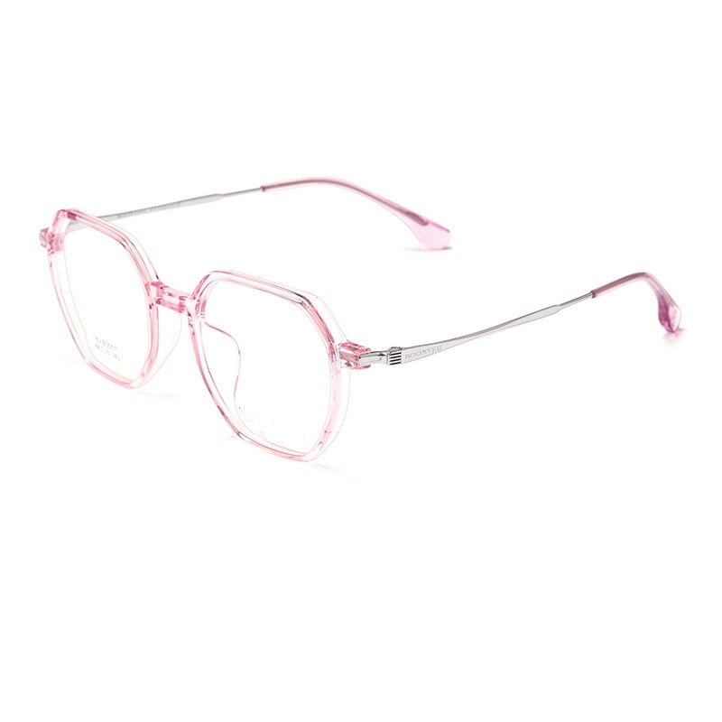 KatKani Unisex Full Rim Polygon Tr 90 Alloy Eyeglasses Bv83007b Full Rim KatKani Eyeglasses Pink Silver  