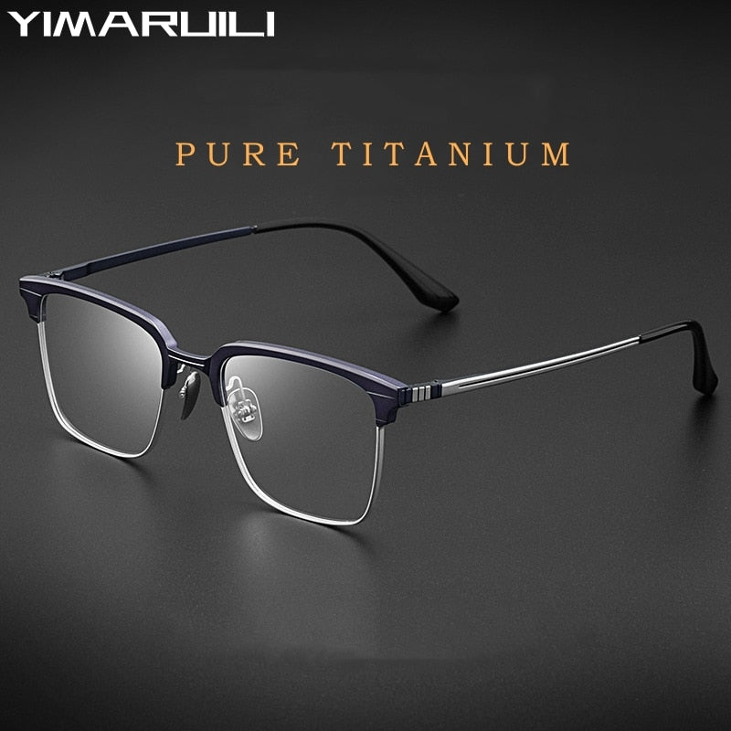 Yimaruili Men's Full Rim Small Square Acetate Titanium Eyeglasses 9201 Full Rim Yimaruili Eyeglasses   