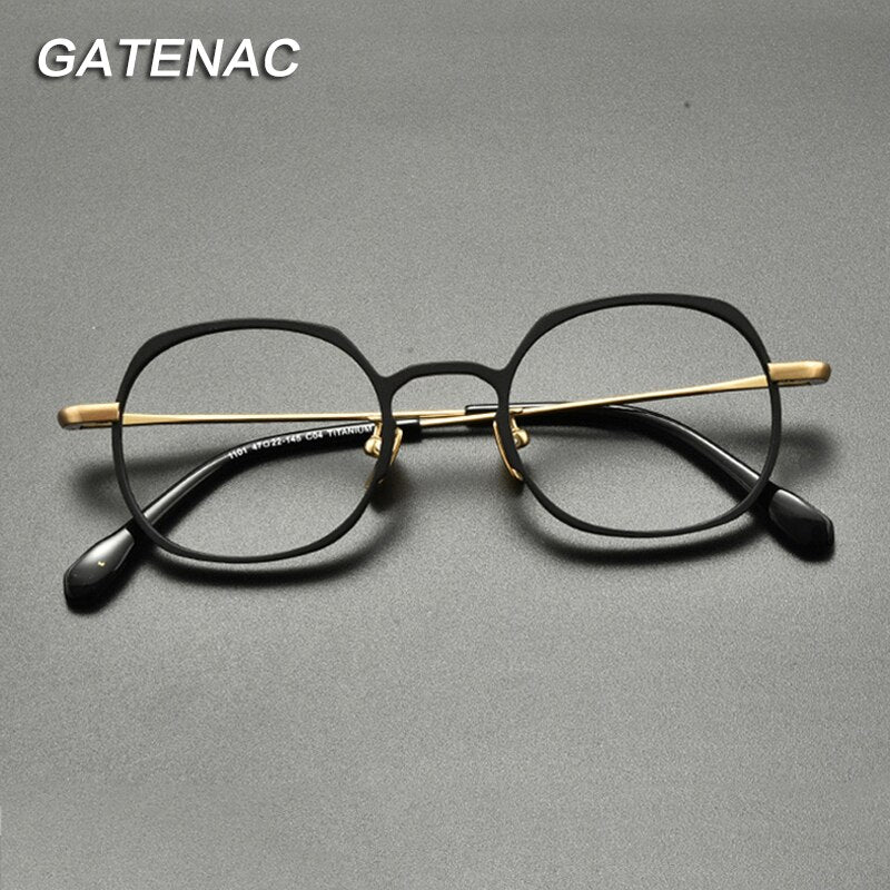 Gatenac Unisex Full Rim Round Square Titanium Eyeglasses Gxyj846 Full Rim Gatenac   