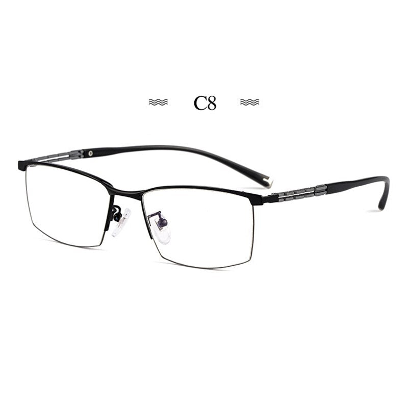 Hotochki Men's Full Rim Square Tr 90 Titanium Frame Eyeglasses T8605t Full Rim Hotochki C8  