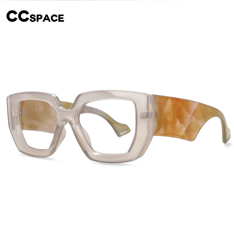 CCspace Unisex Full Rim Oversized Square Acetate Frame Eyeglasses 54035 Full Rim CCspace   