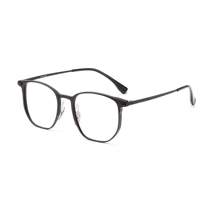 KatKani Unisex Full Rim Square Aluminum Magnesium Titanium Frame Eyeglasses 5066m Full Rim KatKani Eyeglasses Black  