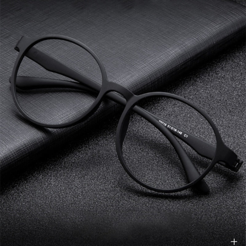 Handoer Unisex Full Rim Round Tr 90 Rubber Titanium Hyperopic Reading Glasses 66016 Reading Glasses Handoer   