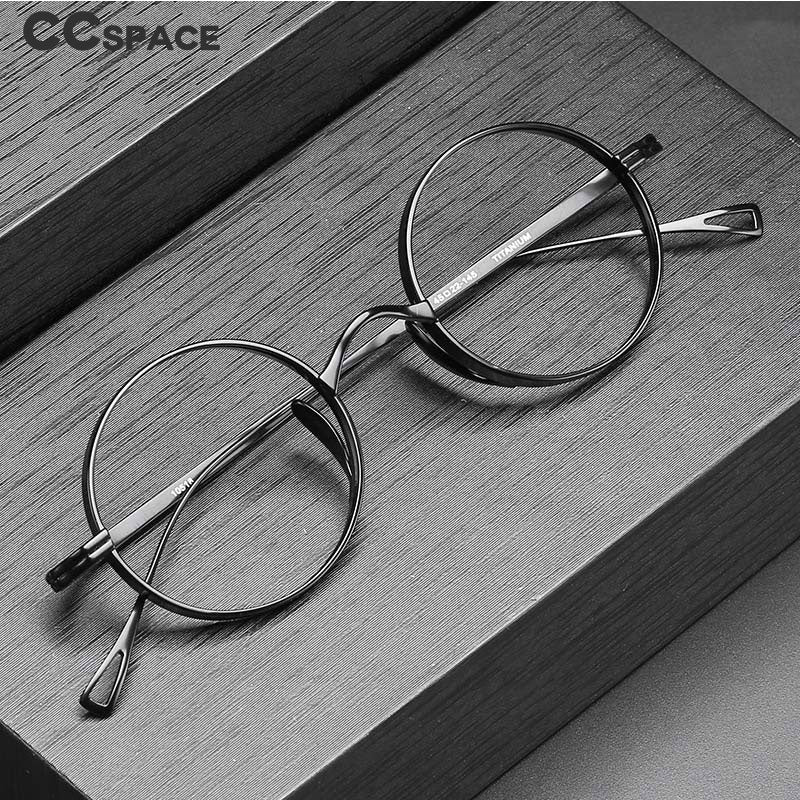 CCSpace Unisex Full Rim Hand Crafted Round Titanium Frame Eyeglasses 54595 Full Rim CCspace   