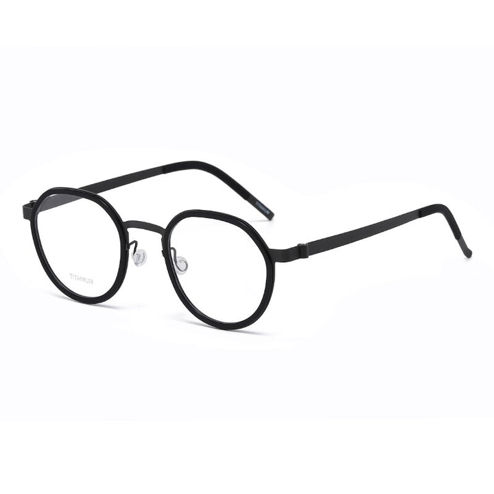 Zirosat Unisex Full Rim Irregular Round Titanium Acetate Eyeglasses 9759 Full Rim Zirosat black  