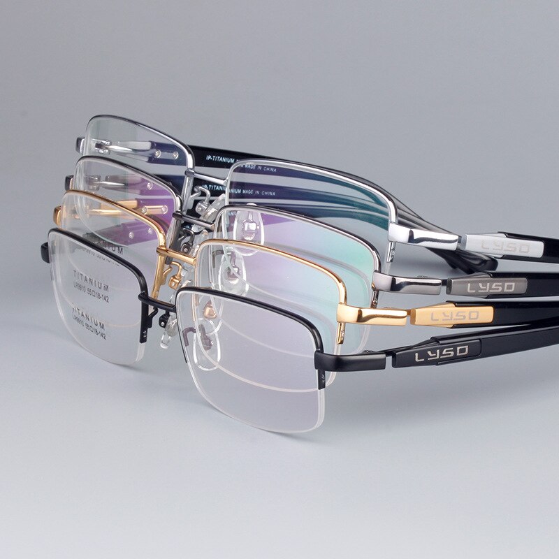 Bclear Men's Semi Rim Rectangular Titanium Eyeglasses Lb9910 Semi Rim Bclear   