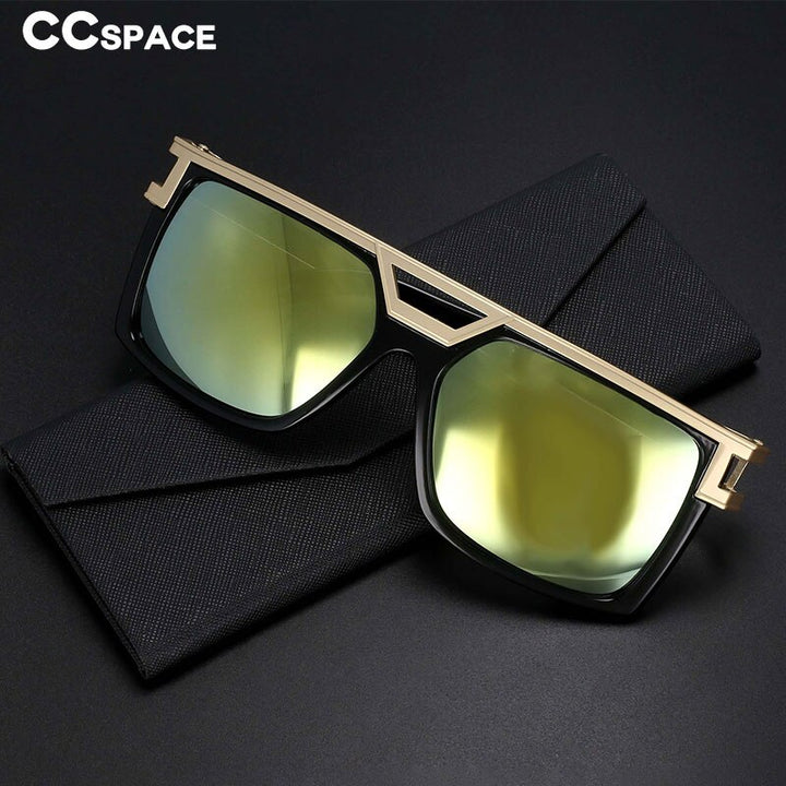 CCSpace Men's Full Rim Large Rectangular Double Bridge Acetate Frame Sunglasses 54598 Sunglasses CCspace Sunglasses   