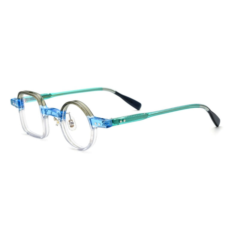 CCSpace Unisex Full Rim Irregular Square Round Acetate Eyeglasses 53329 Full Rim CCspace gray-light blue China 