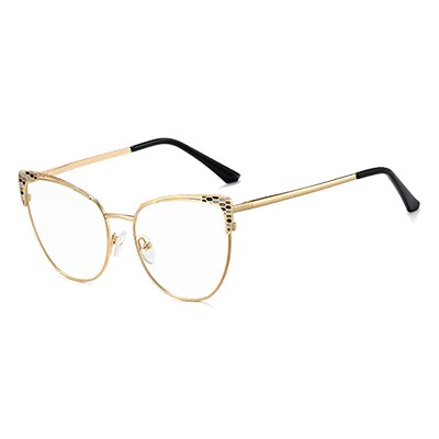 Ralferty Women's Full Rim Square Cat Eye Acetate Alloy Eyeglasses F91219 Full Rim Ralferty C2 Gold-Black China 