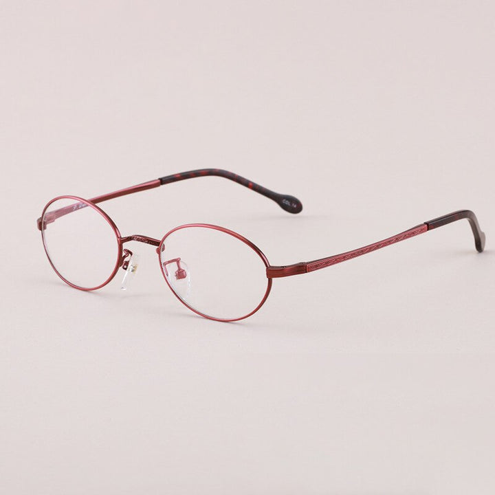 Cubojue Unisex Full Rim Oval Alloy Myopic Reading Glasses Reading Glasses Cubojue 0 anti blue light Red 