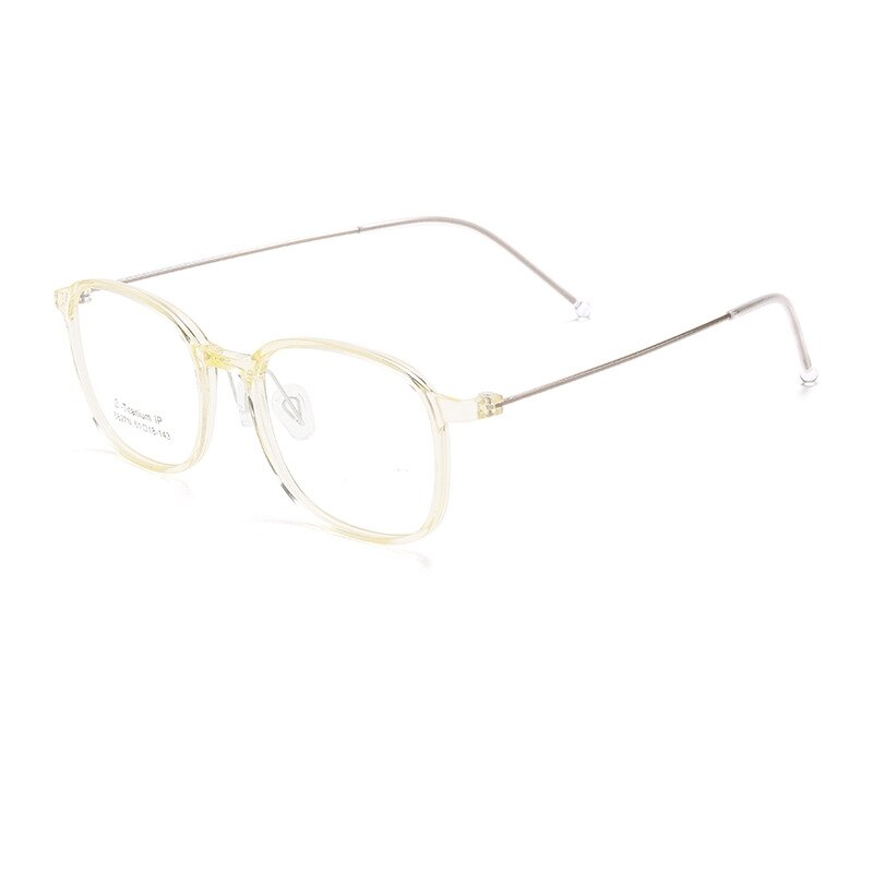 Yimaruili Unisex Full Rim Square Tr 90 Titanium Eyeglasses 5827m Full Rim Yimaruili Eyeglasses Transparent Yellow  