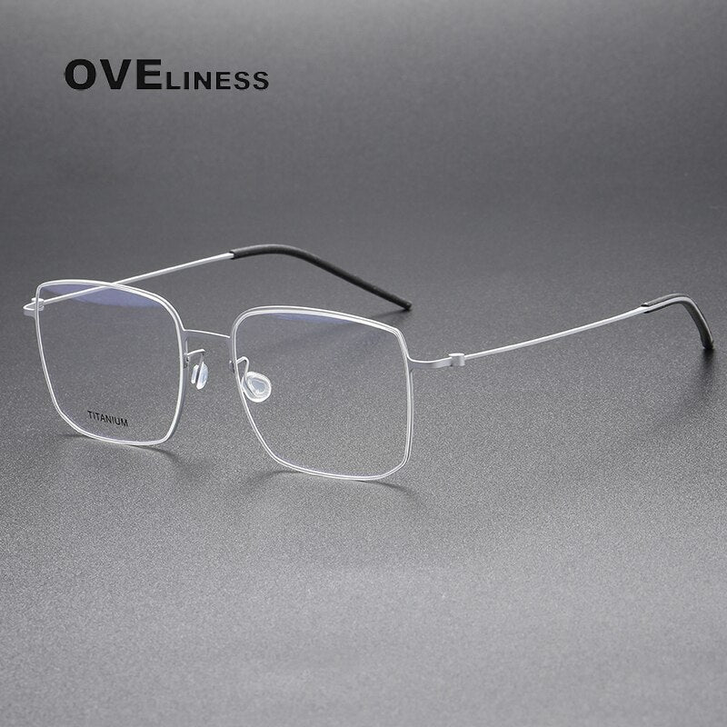Oveliness Unisex Full Rim Square Screwless Titanium Eyeglasses 5511 Full Rim Oveliness silver  