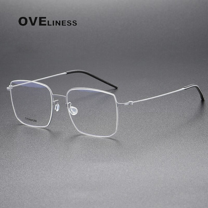 Oveliness Unisex Full Rim Square Screwless Titanium Eyeglasses 5511 Full Rim Oveliness silver  