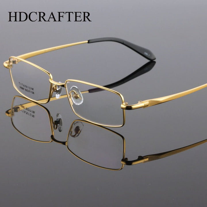Hdcrafter Men's Full Rim Square Tr 90 Titanium Eyeglasses Lr9867 Full Rim Hdcrafter Eyeglasses   