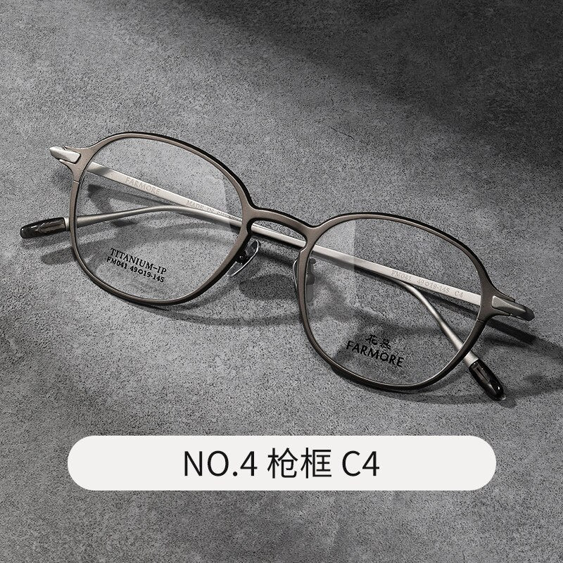 Reven Jate Unisex Full Rim Round Titanium Eyeglasses FM041 Full Rim Reven Jate C4  