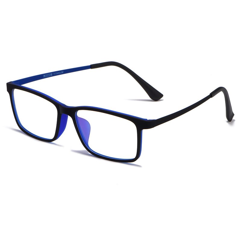 KatKani Unisex Full Rim Square Tr 90 Titanium Eyeglasses Hr8085 Full Rim KatKani Eyeglasses Black Blue  