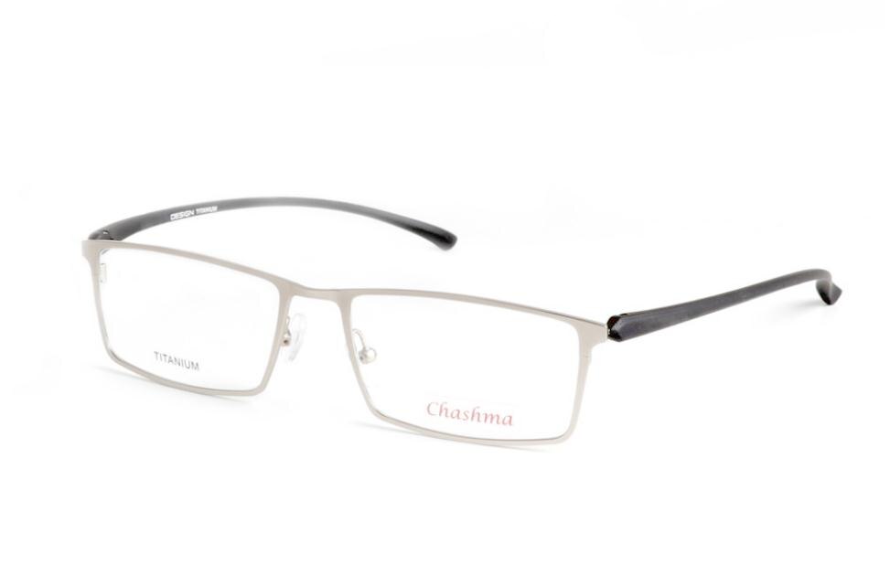 Chashma Ottica Men's Full Rim Square Titanium Eyeglasses 9105 Full Rim Chashma Ottica Silver  