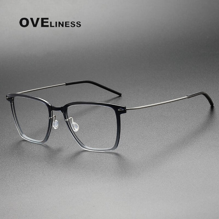 Oveliness Unisex Full Rim Round Square Screwless Acetate Titanium Eyeglasses 6554 Full Rim Oveliness gradient grey  