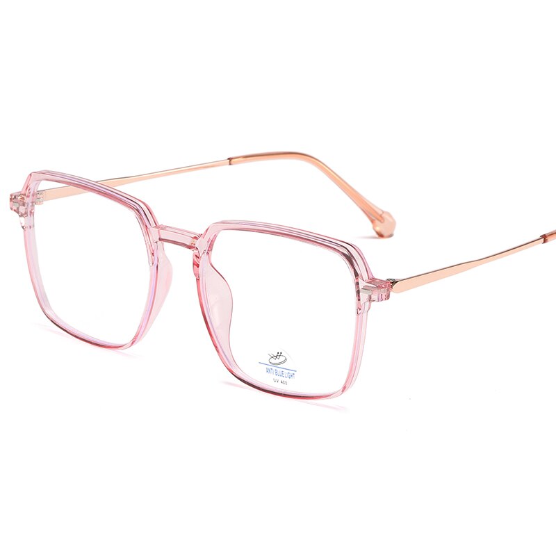 Reven Jate Unisex Full Rim Square Tr 90 Eyeglasses 81249 Full Rim Reven Jate pink  