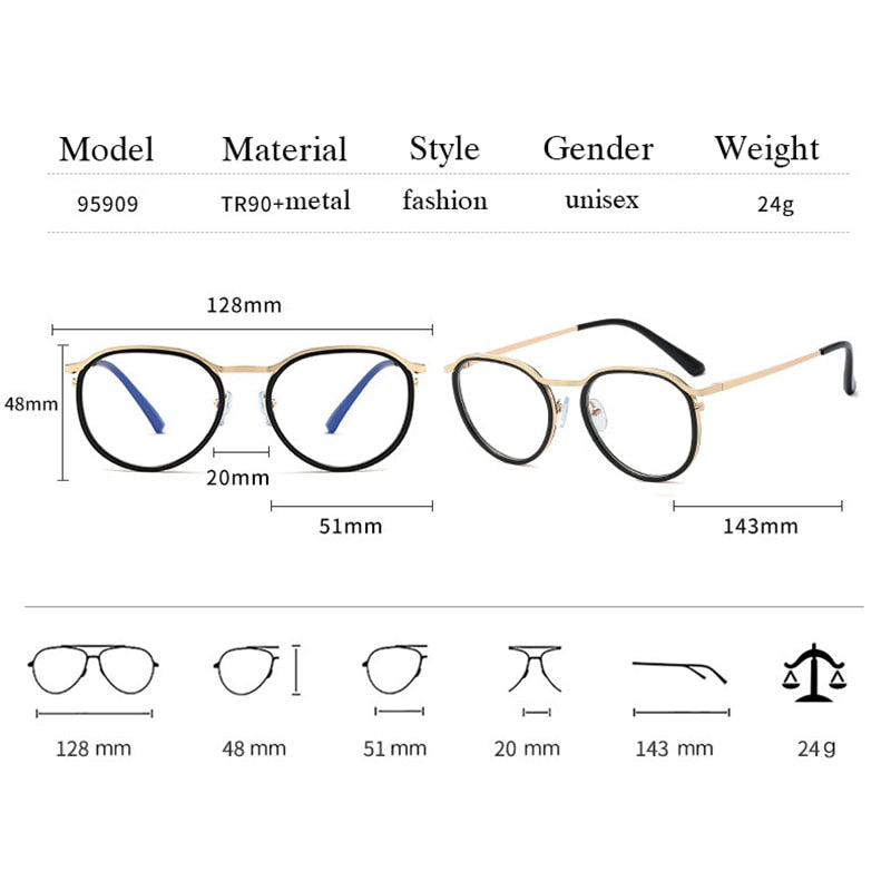 Hotony Women's Full Rim Round TR 90 Resin Alloy Frame Eyeglasses 95909 Full Rim Hotony   