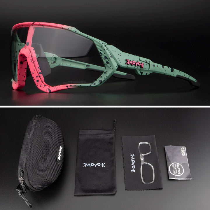 Kapvoe Unisex Full Rim Goggle Photochromic Cycling Sunglasses 9027 Sunglasses Kapvoe 10 China Photochromic-1Lens