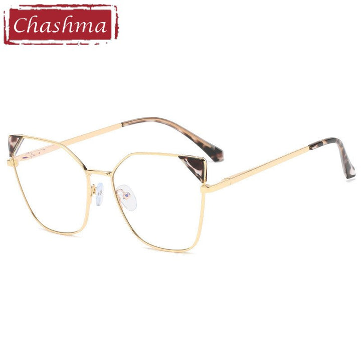 Chashma Women's Full Rim Cat Eye Acetate Alloy Eyeglasses 95807 Full Rim Chashma Leopard  