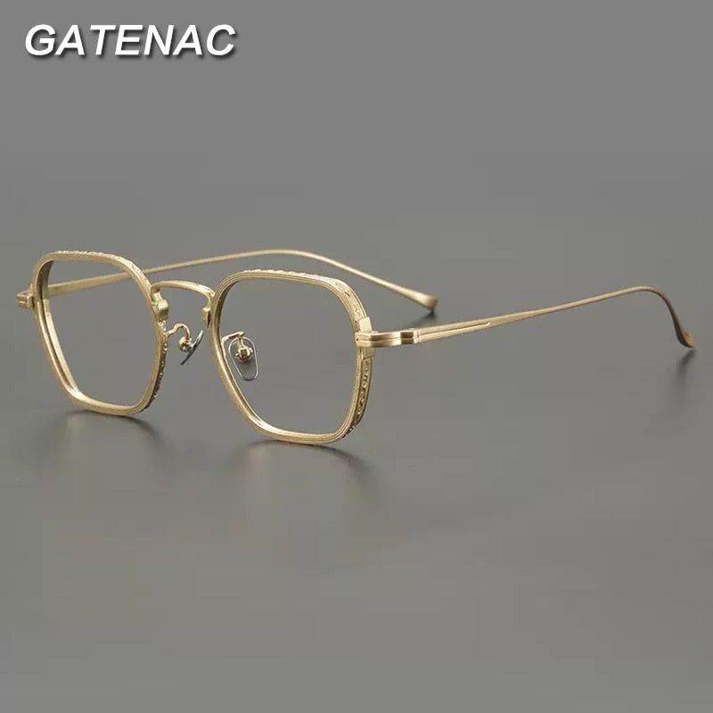 Gatenac Unisex Full Rim Polygon Square Titanium Eyeglasses Gxyj889 Full Rim Gatenac   