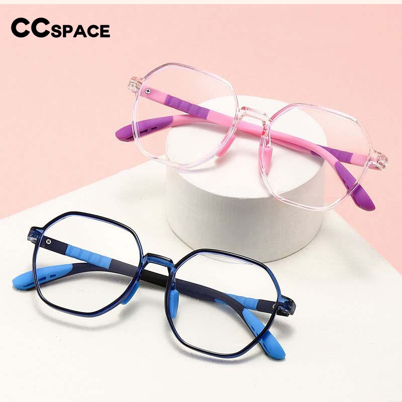 CCspace Unisex Youth Full Rim Polygon Tr 90 Silicone Eyeglasses 54667 Full Rim CCspace   