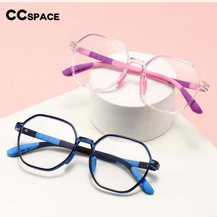 CCSpace Unisex Youth Full Rim Polygon Tr 90 Silicone Eyeglasses 54667 Full Rim CCspace   