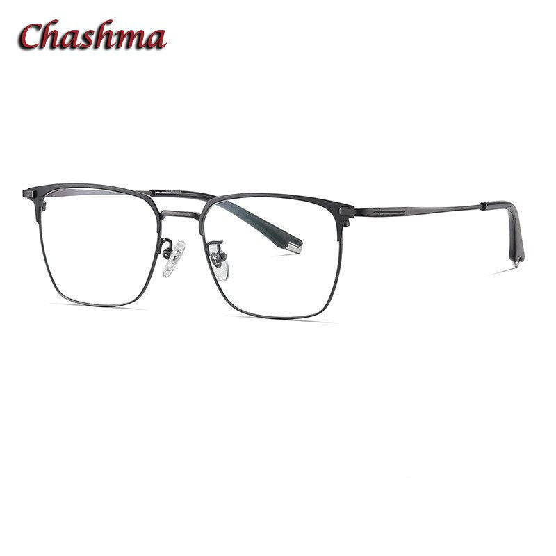 Chashma Ochki Men's Full Rim Square Acetate Titanium Eyeglasses 908 Full Rim Chashma Ochki Black Gray  