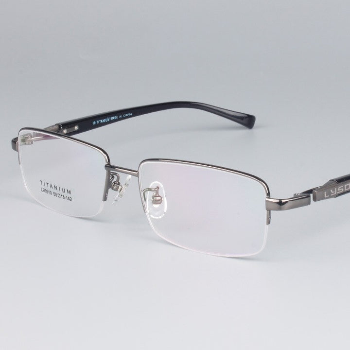 Bclear Men's Semi Rim Rectangular Titanium Eyeglasses Lb9910 Semi Rim Bclear Gray  