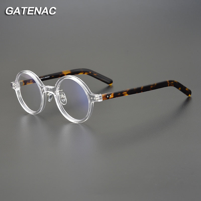 Gatenac Unisex Full Rim Round Acetate Eyeglasses Gxyj1037 Full Rim Gatenac   