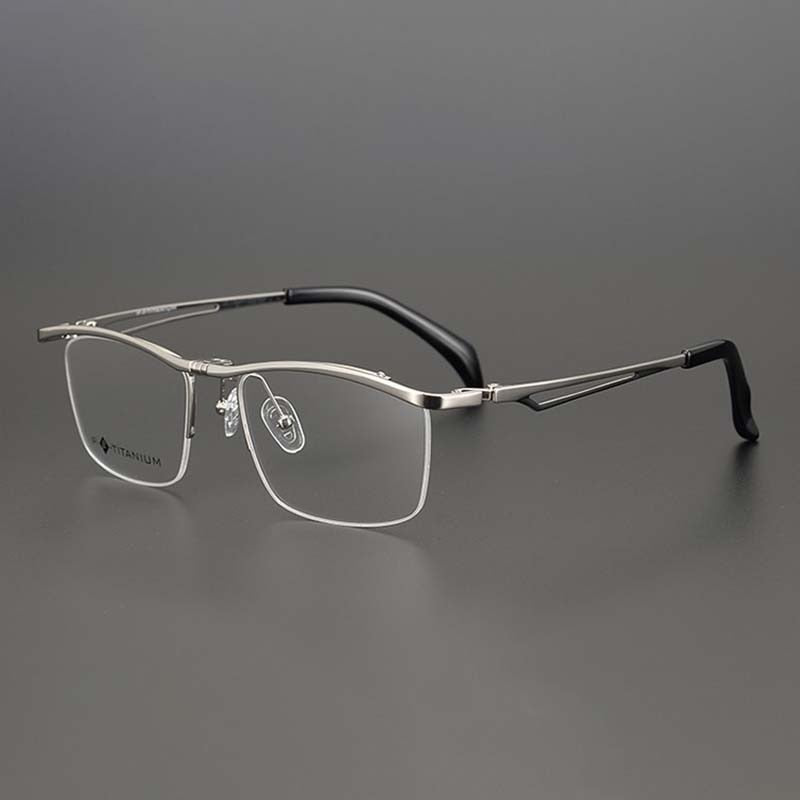 CCSpace Unisex Full Rim Square Titanium Flip Up Eyeglasses 53227 Full Rim CCspace Silver China 