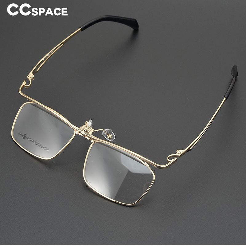 CCSpace Unisex Full Rim Square Titanium Flip Up Eyeglasses 53227 Full Rim CCspace   