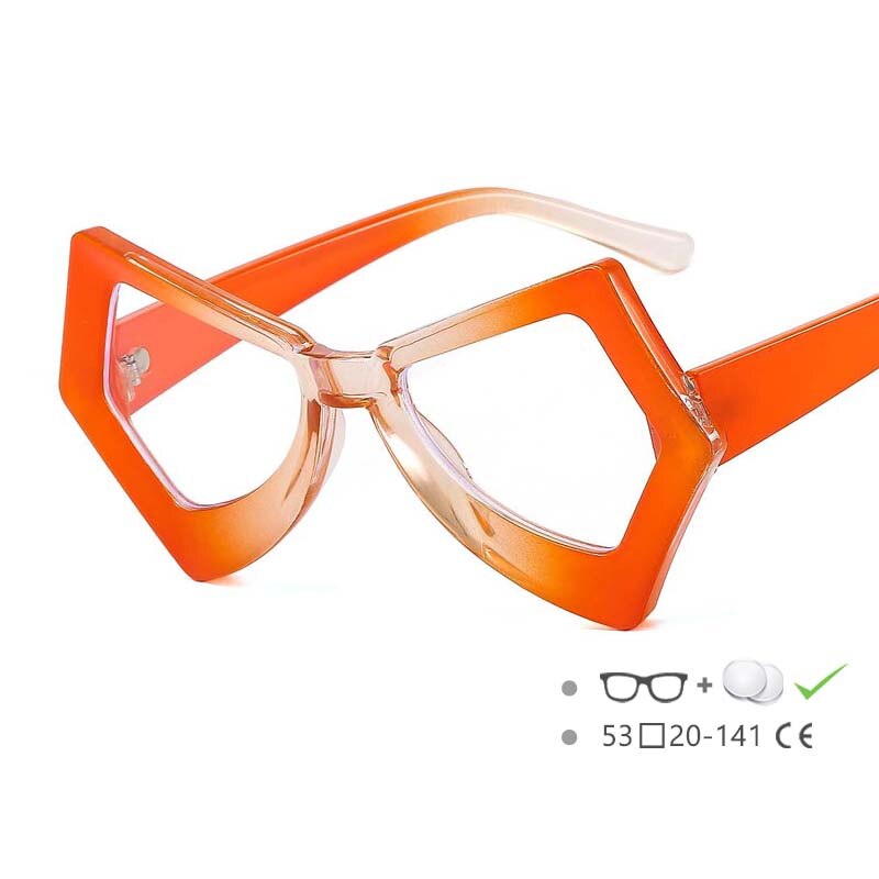 CCSpace Unisex Full Rim Polygonal Cat Eye Acetate Frame Eyeglasses 54620 Full Rim CCspace China Orange 
