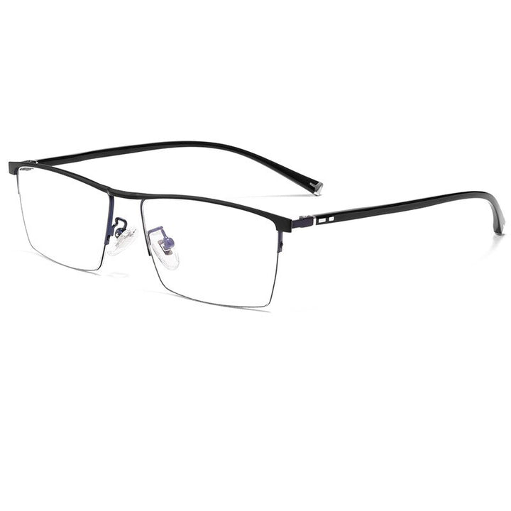 Katkani Men's Semi Rim Square Tr 90 Acetate Alloy Eyeglasses 8385zm Semi Rim KatKani Eyeglasses Black Blue  