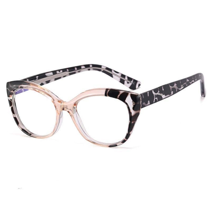 CCSpace Women's Full Rim Square Cat Eye Tr 90 Stainless Steel Eyeglasses 53149 Full Rim CCspace China Tea leopard 