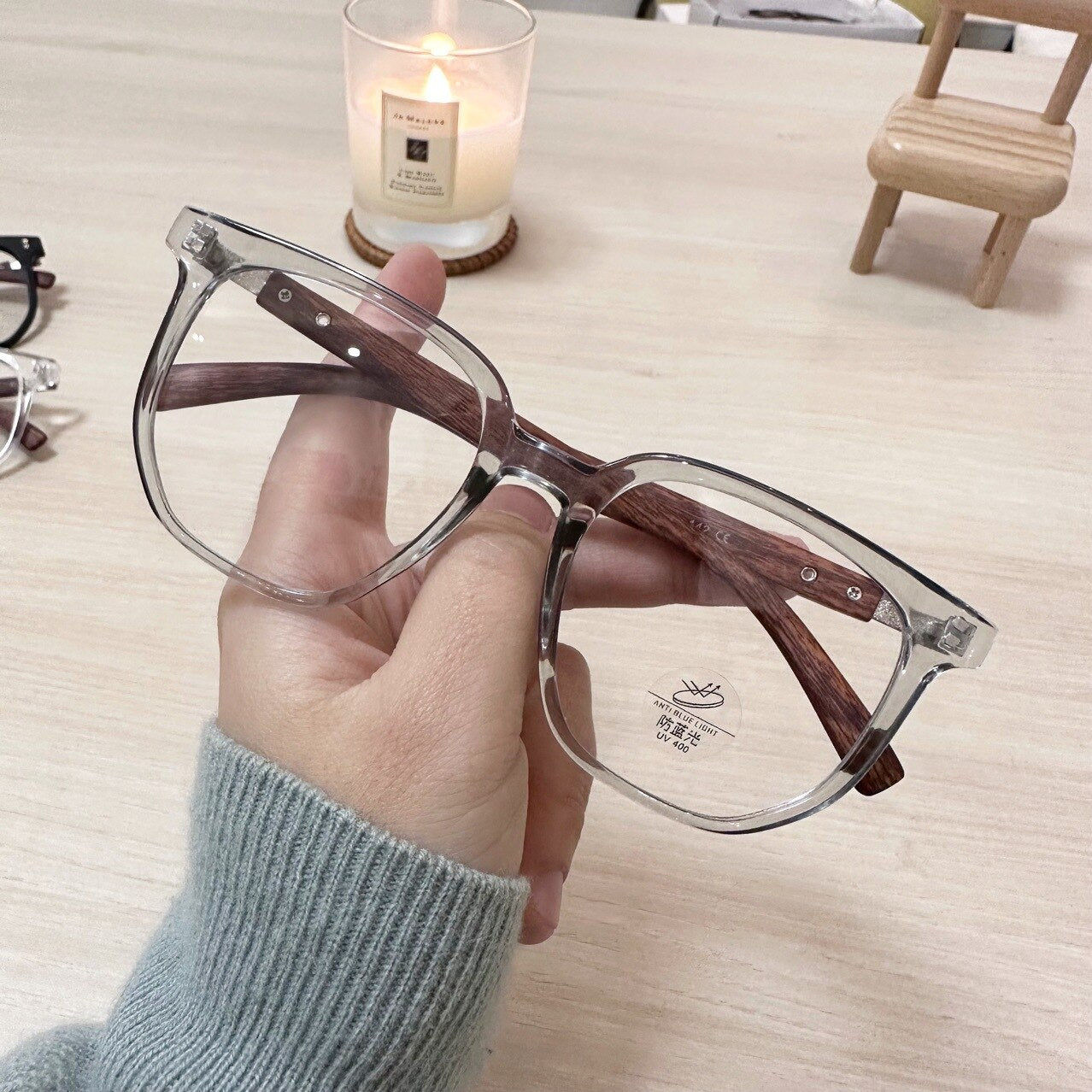 CCspace Women's Full Rim Square Tr 90 Titanium Eyeglasses 54555 Full Rim CCspace China Grey 