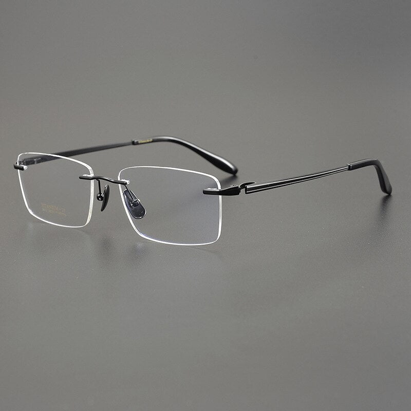 Bclear Men's Rimless Square Titanium Eyeglasses Mys9012 Rimless Bclear Black  
