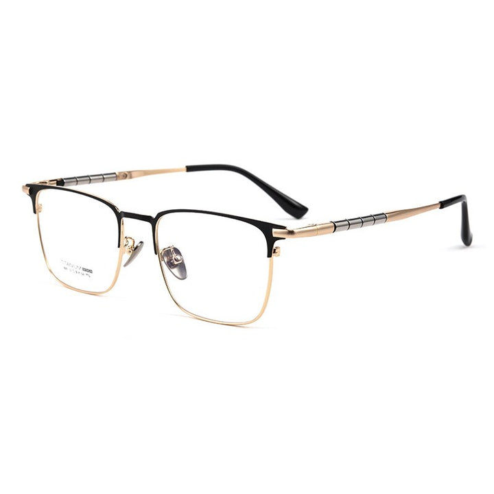 Zirosat Men's Full Rim Square Titanium Eyeglasses 9009T Full Rim Zirosat black-golden  