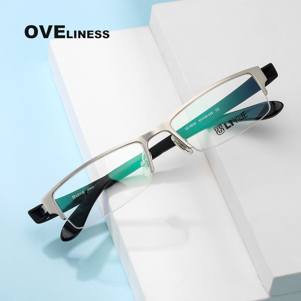 Oveliness Men's Semi Rim Square Alloy Eyeglasses 9019 Semi Rim Oveliness   