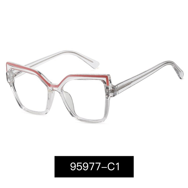 Hotony Women's Full Rim Square Cat Eye Alloy Eyeglasses 95977 Full Rim Hotony C1  