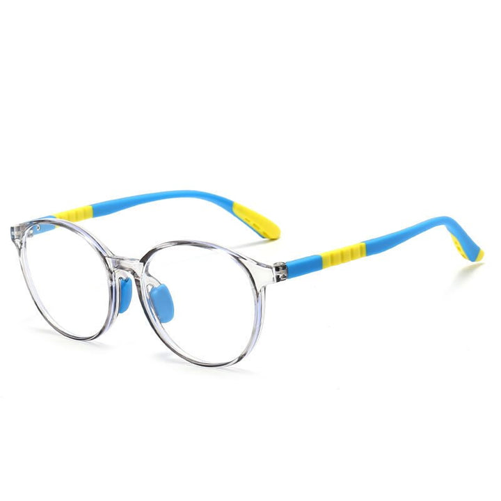CCSpace Unisex Youth Full Rim Round Silicone Eyeglasses 54668 Full Rim CCspace Yellow blue China 