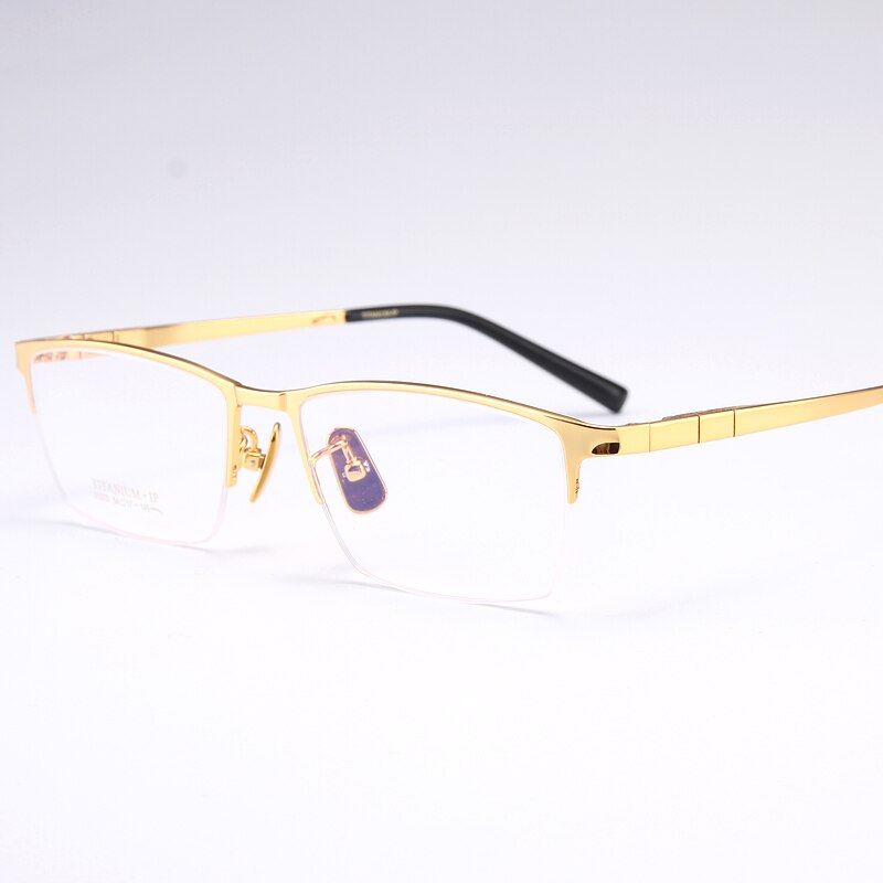 Bclear Men's Semi Rim Square Titanium Eyeglasses My91075 Semi Rim Bclear Gold  
