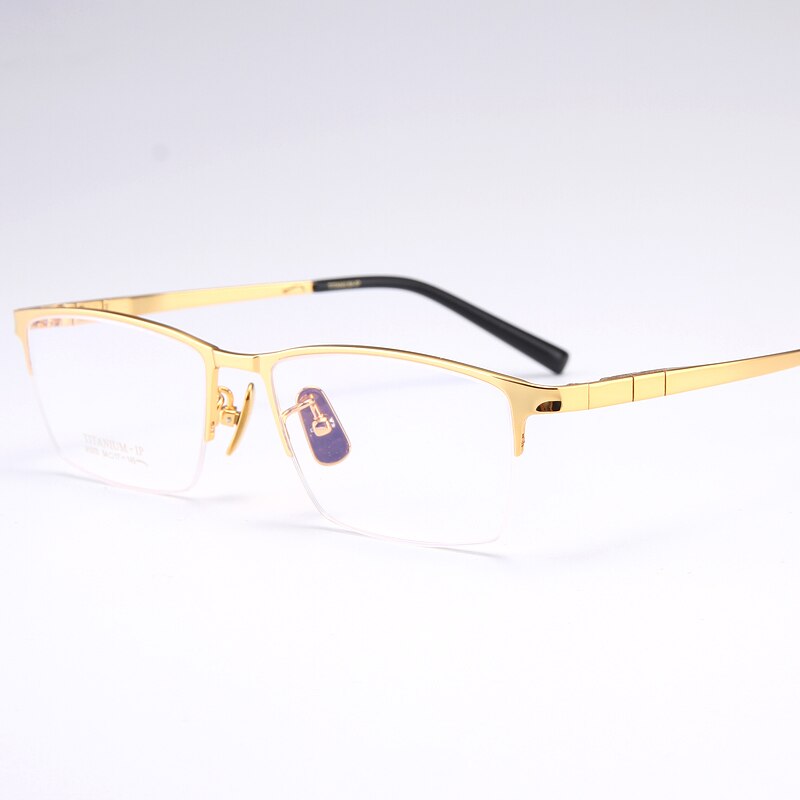 Bclear Men's Semi Rim Square Titanium Eyeglasses My91075 Semi Rim Bclear Gold  
